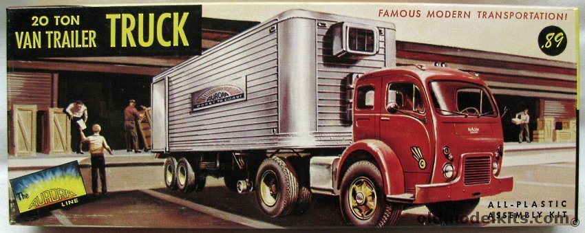 Aurora 1/64 20 Ton Van Trailer (Refrigerated) and White 3000 Truck, 684-89 plastic model kit